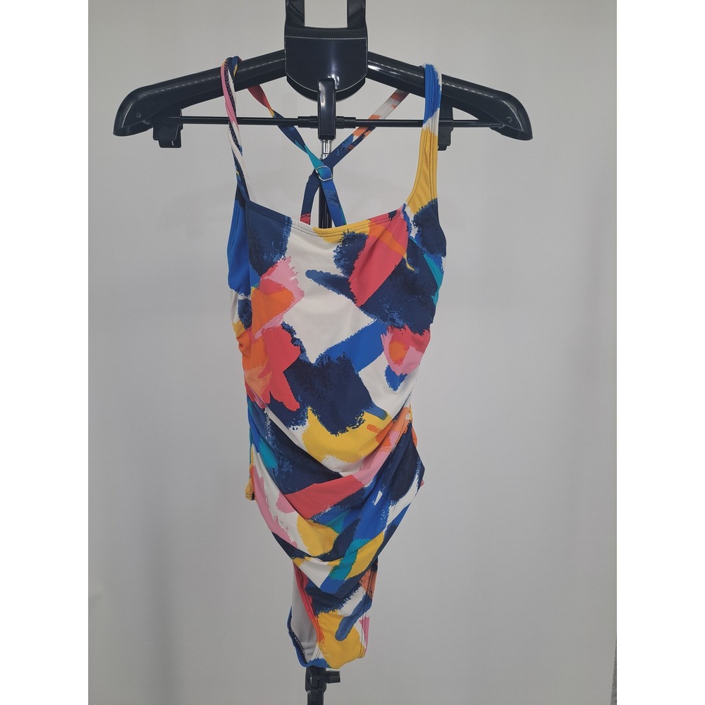 Nautica Womens Abstract Multicolor‎ One Piece Swimsuit Size Medium Beach Pool